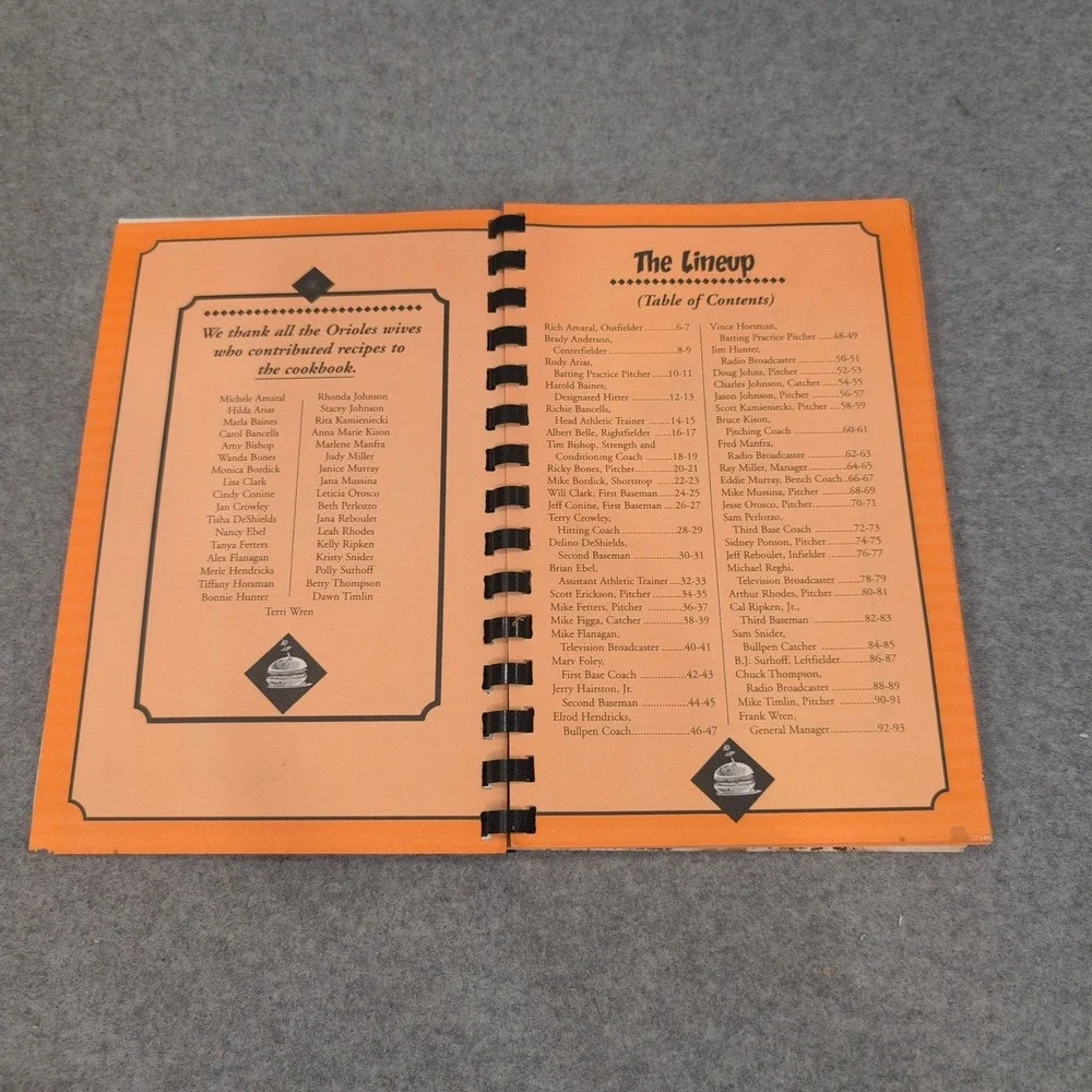 1999 Baltimore Orioles Bird Feed Cookbook Recipes Orioles Wives Gemstone VG-